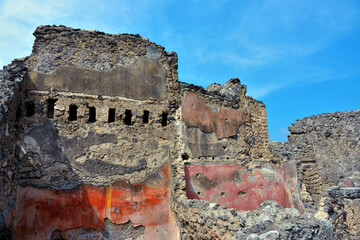 Ruins of Ancient Roman city of Pompeii Italy, was destroyed and buried with ash after Vesuvius...
