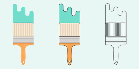 Paint brush flat vector illustration.
