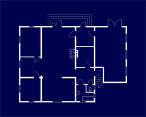 Blueprint floor plan of a modern apartment.  Vector house blueprint. Architectural background.