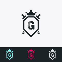 Letter M Shield Sword Crown Abstract Logo Vector Design Wall Mural Daniel