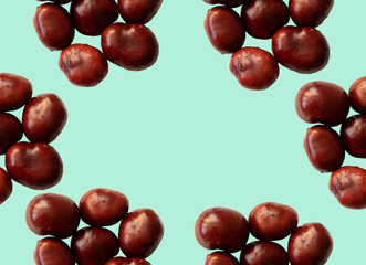 Solid chestnut pattern on a light green background with space for your text