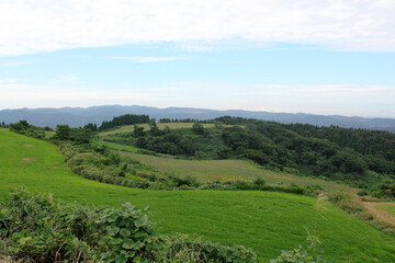 山の上から見下ろした緑豊かな風景