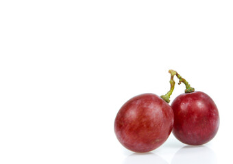 Fototapeta na wymiar copy space red grapes isolated on white background