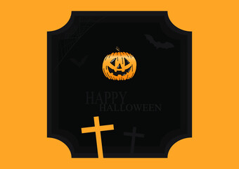 halloween background with cemetery and cross