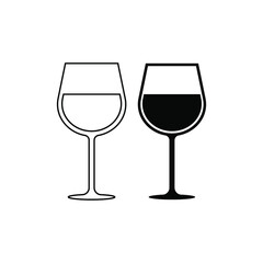 wine glass icon vector on white background	