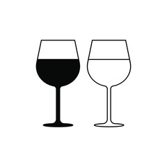 wine glass icon vector on white background	