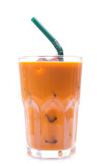 Iced Thai milk tea in glasses (thailand)