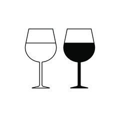 wine glass icon vector on white background	