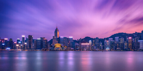 Fototapeta na wymiar Twilight of Victoria Harbor of Hong Kong