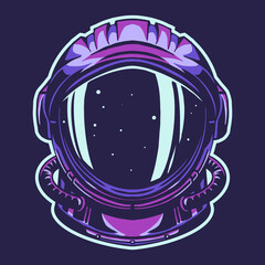 astronaut helmet vector illustration isolated on dark background