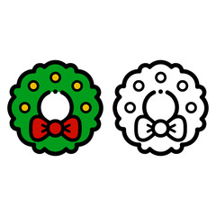 cartoon christmas wreath set