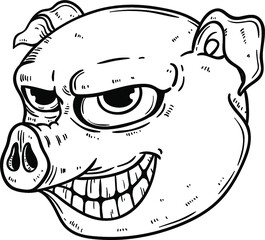 pig cartoon with hand draw style