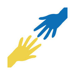 Fototapeta premium world down syndrome day, yellow and blue hands help flat style