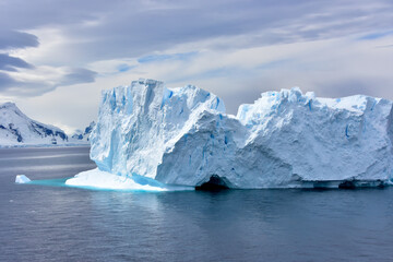 Blue Iceberg Floating in Antarctica