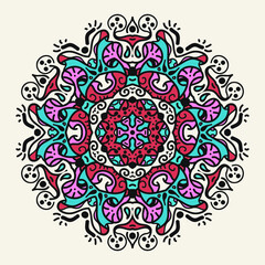 Ancient geometric mandala.Vector colorful floral background.Ethnic decorative elements for prints