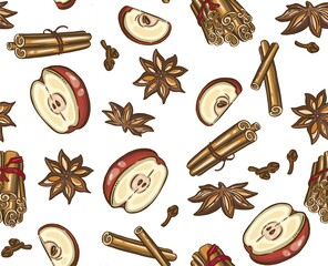 Christmas spices, star anise. Vector illustration