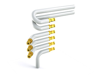 Stack of metal pipes. 3d rendering on white background