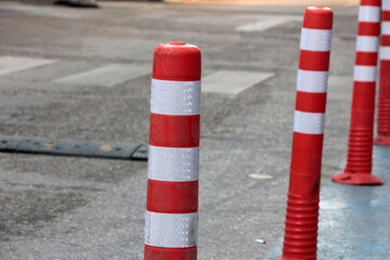 Colorful iron barrier on the road