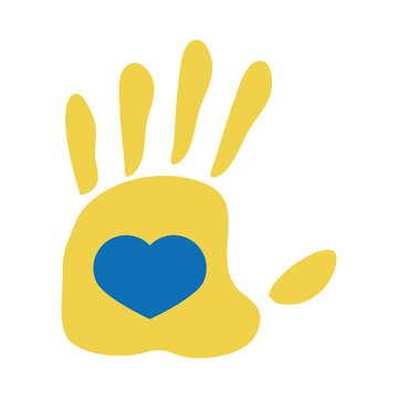 world down syndrome day, print hand with paint and heart flat style
