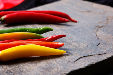 Different Chili on a stone plate