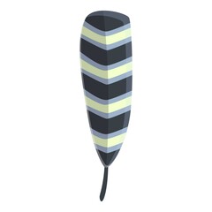 Striped feather icon. Cartoon of striped feather vector icon for web design isolated on white background