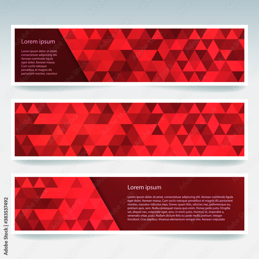 Aufkleber abstract banner with business design templates. set of banners with red polygonal mosaic backgrounds