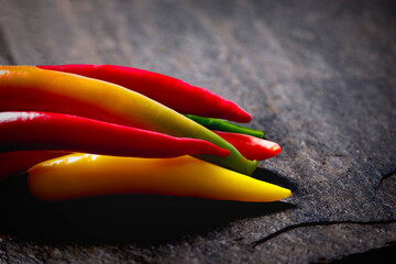 Different Chili on a stone plate