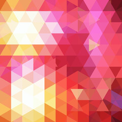 Obraz premium Abstract mosaic background. Triangle geometric background. Design elements. Vector illustration. Yellow, orange, pink colors.