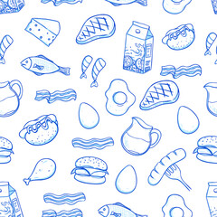 set of breakfast food with doodle style