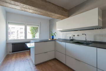 Bonita cocina moderna en blanco y negro