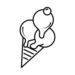ice cream cone with fruit pop art comic style, line icon