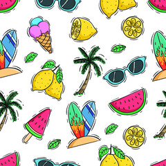 summer icons collection with doodle style © padmasanjaya
