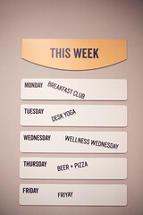 Weekly Planner In Creative Office With Motivational Activities For The Week