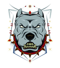 pitbull emblem design template. animal logo vector.