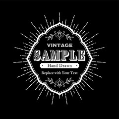 ビンテージバナー　バッジ　ラベル　白黒