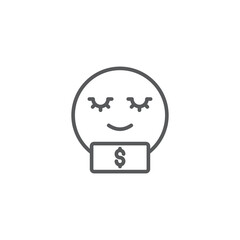 Money face smiley vector icon symbol emoticon isolated on white background