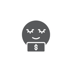 Money face smiley vector icon symbol emoticon isolated on white background