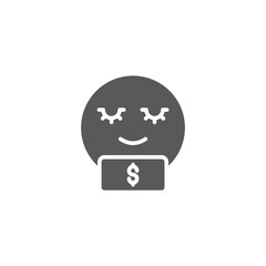 Money face smiley vector icon symbol emoticon isolated on white background
