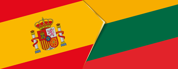 Spain and Lithuania flags, two vector flags.