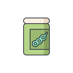 Peas jar vector icon symbol isolated on white background