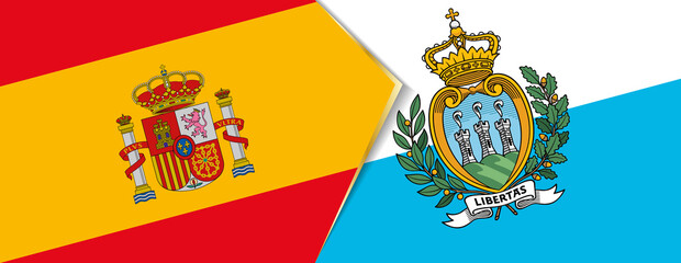 Spain and San Marino flags, two vector flags.