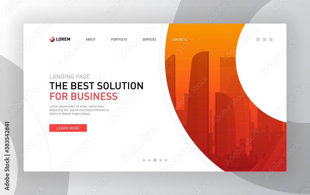 Wall mural landing pages templates set for business. modern web page design concept layout for website. vector 