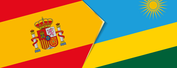 Spain and Rwanda flags, two vector flags.
