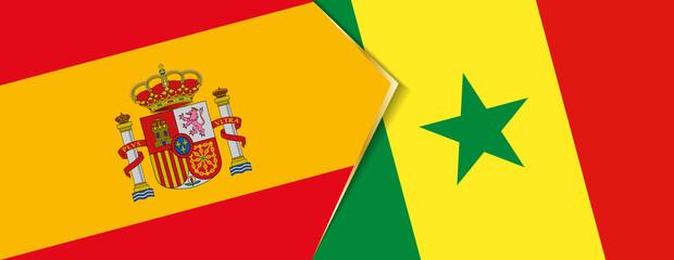 Spain and Senegal flags, two vector flags.