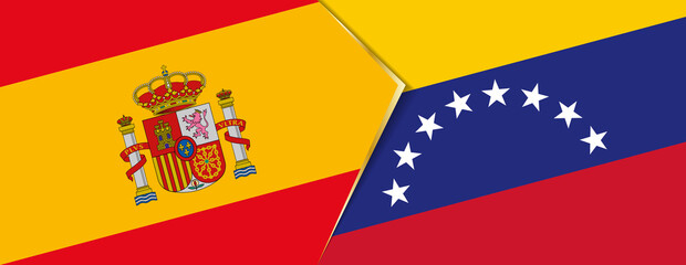 Spain and Venezuela flags, two vector flags.