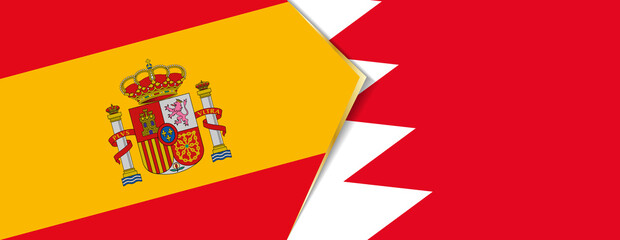Spain and Bahrain flags, two vector flags.
