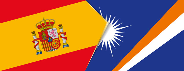 Spain and Marshall Islands flags, two vector flags.