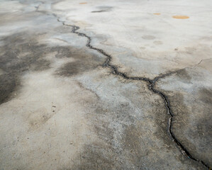 Cracks on the garage floor.
