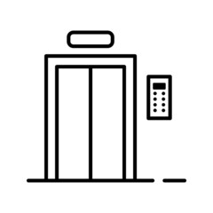 black thin line elevator icon for house or hotel. concept of home lift to apartment or trip to the top floor. simple flat linear trend modern logotype art graphic design