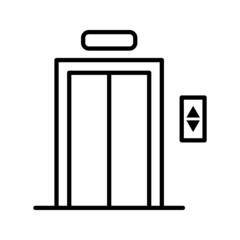 black thin line elevator icon for house or hotel. concept of home lift to apartment or trip to the top floor. simple flat linear trend modern logotype art graphic design